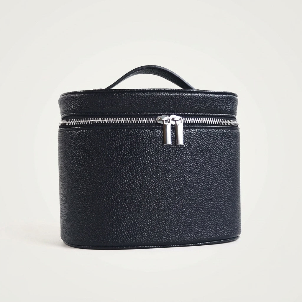 Vanity Cylindrique Cuir Grainé Noir — BelleTrousse
