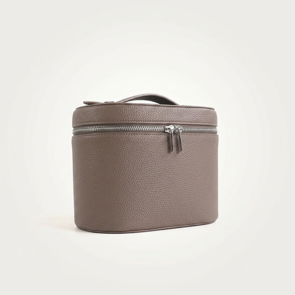 Vanity Cylindrique Cuir Grainé Noir — BelleTrousse