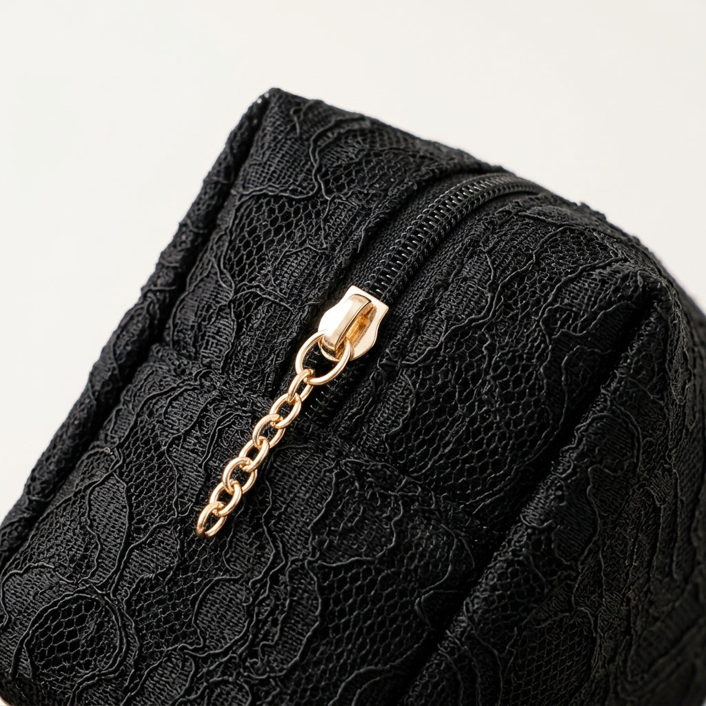 Trousse de Maquillage Broderie Florale Ivoire — BelleTrousse