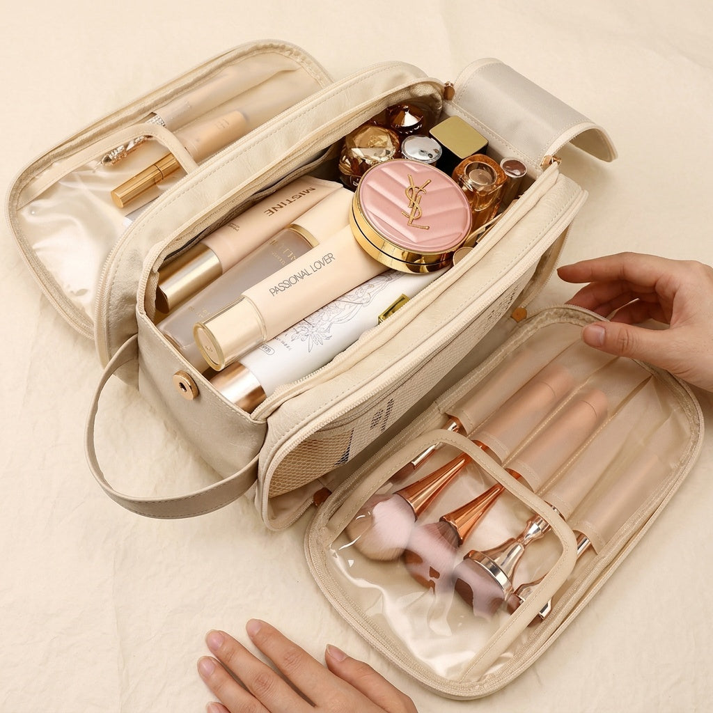 Vanity de Voyage Cuir Vegan Beige — BelleTrousse