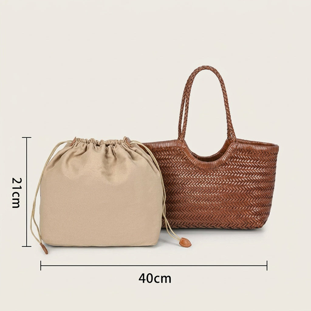Sac Tendance Cuir Tressé Cognac — BelleTrousse
