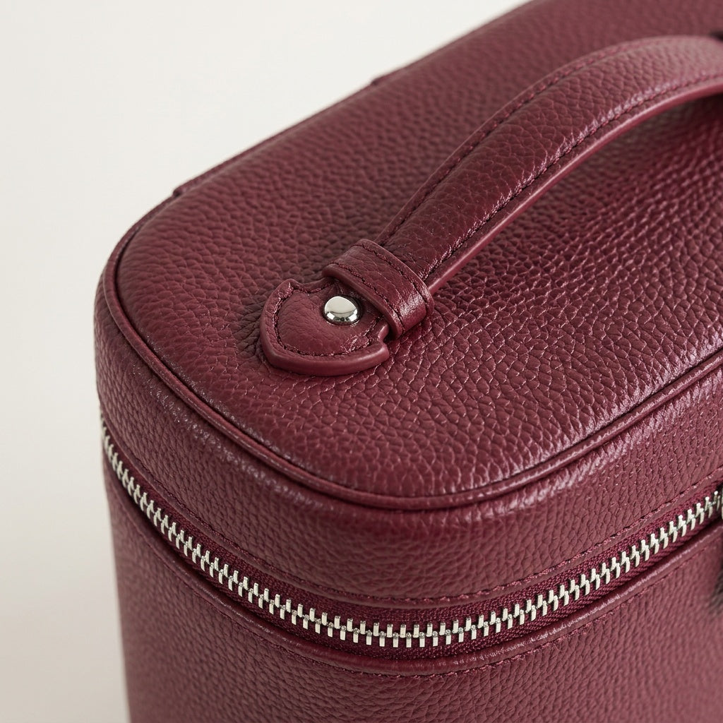 Vanity Cylindrique Cuir Grainé Noir — BelleTrousse