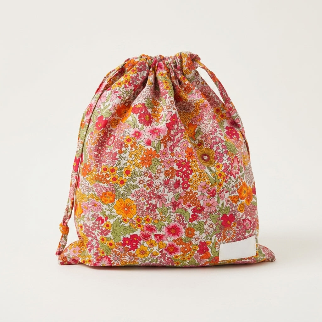 Pochette Tissu Fleuri Cordon — BelleTrousse