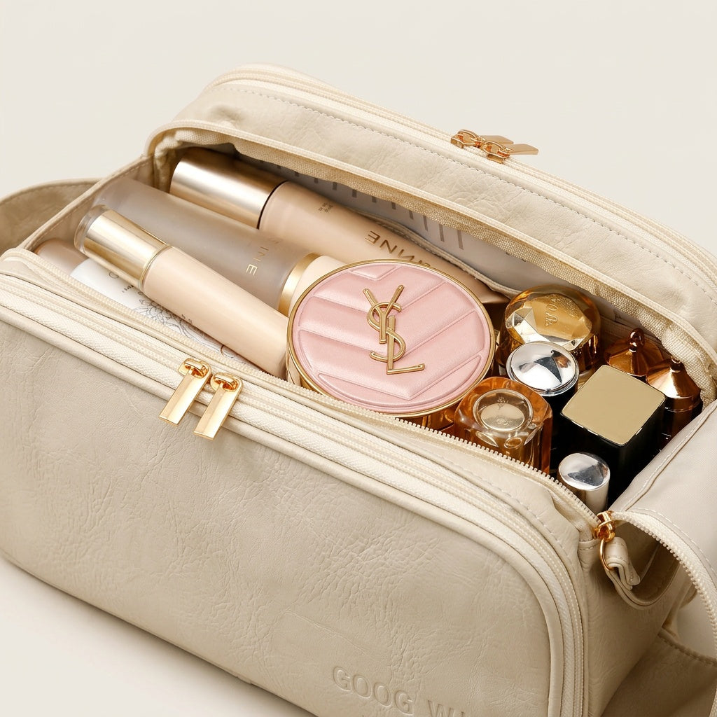 Vanity de Voyage Cuir Vegan Beige — BelleTrousse