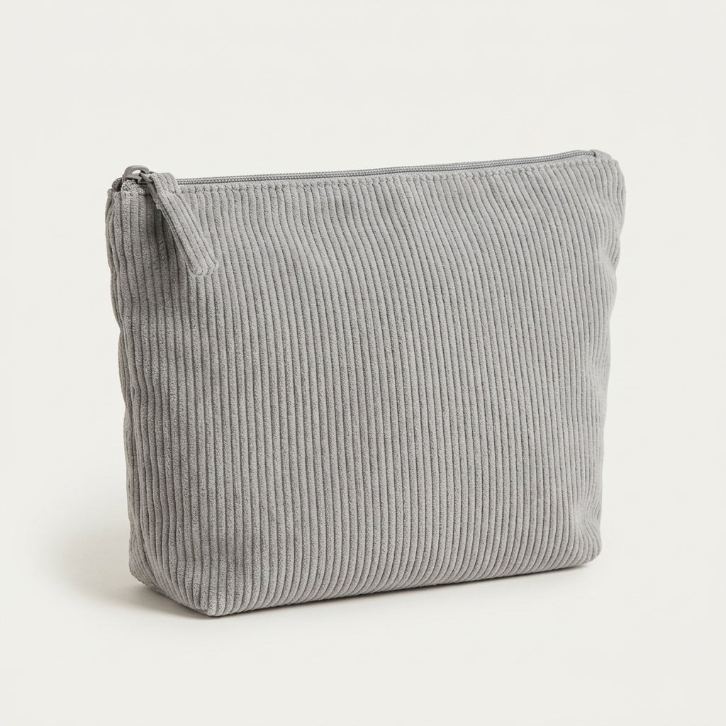 Trousse de Maquillage Velours Côtelé Noir — BelleTrousse