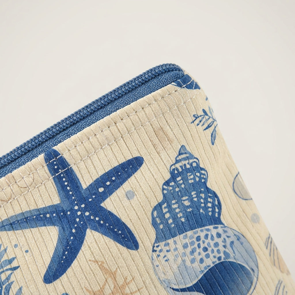Trousse de Maquillage Imprimé Océan Beige — BelleTrousse