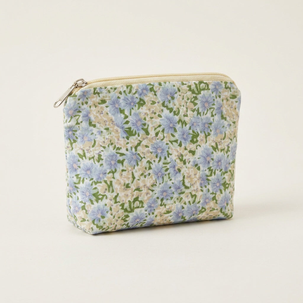 Pochette Maquillage Imprimé Floral Bleu Pastel — BelleTrousse