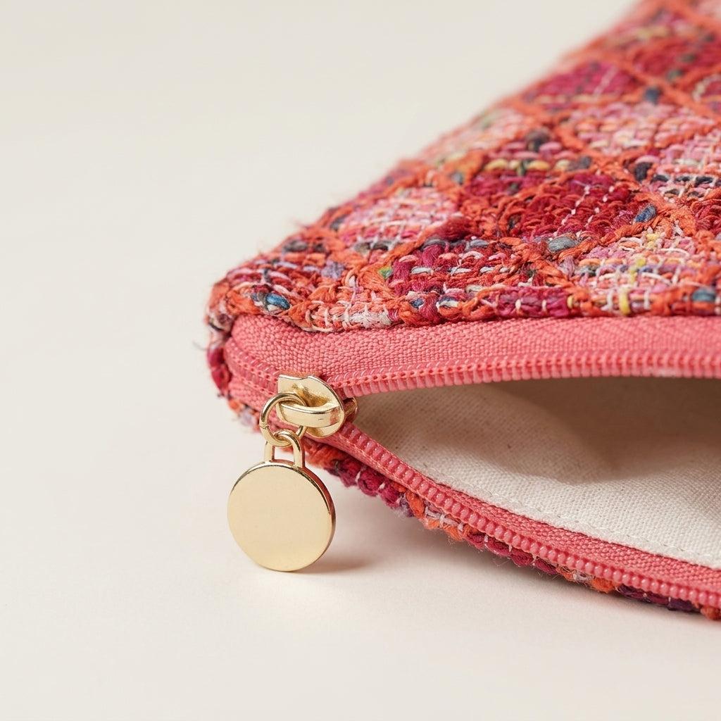 Trousse de Maquillage Tissé Multicolore Rose — BelleTrousse