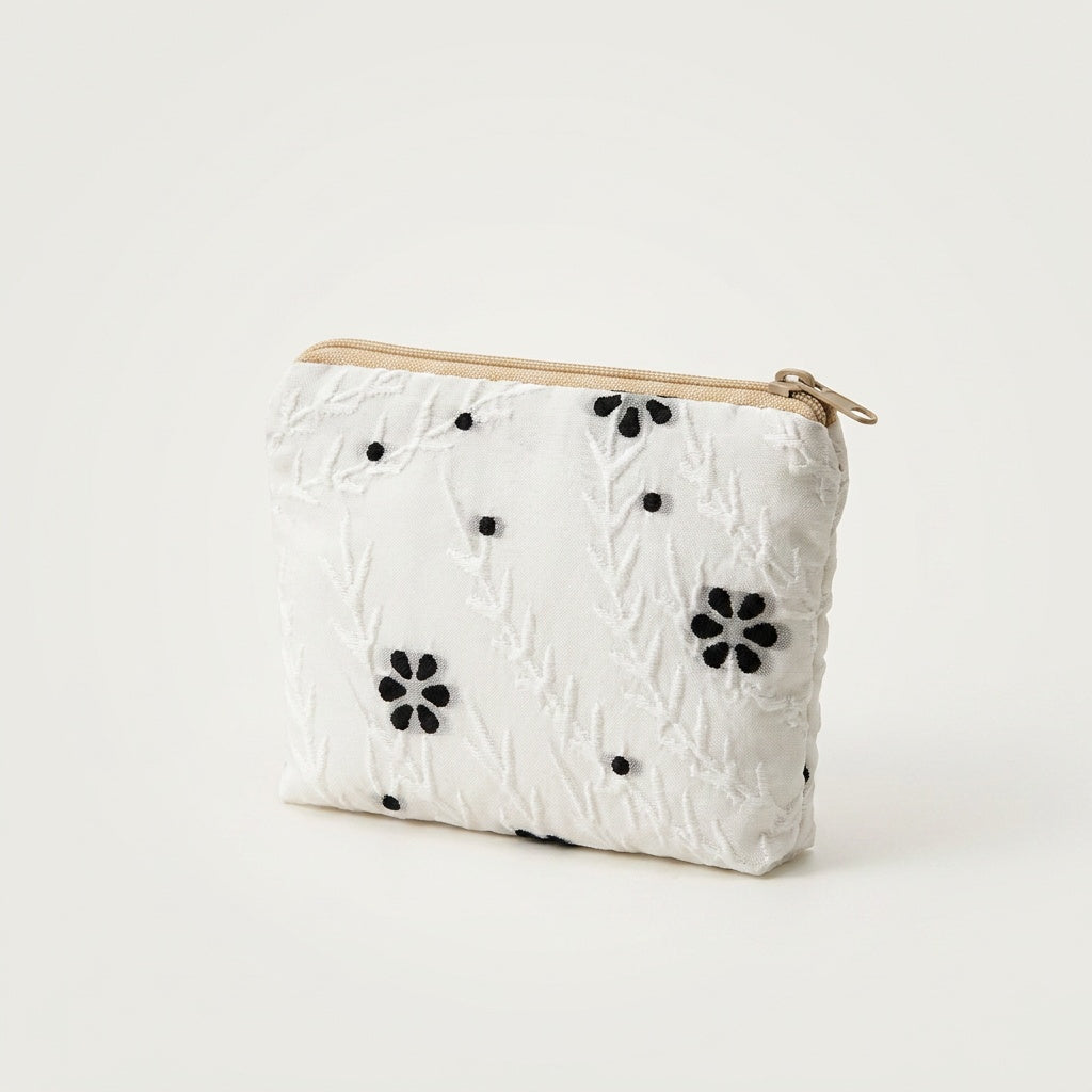 Pochette Maquillage Imprimé Floral Bleu Pastel — BelleTrousse