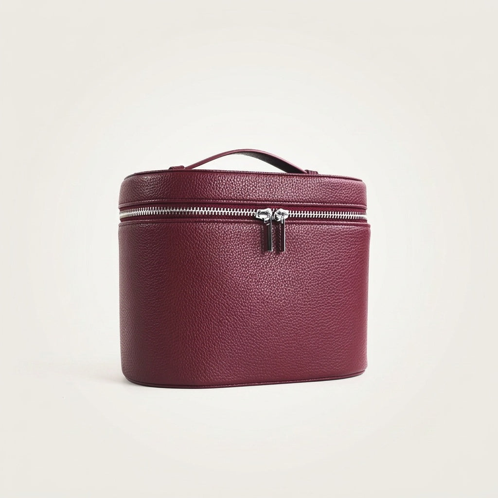 Vanity Cylindrique Cuir Grainé Noir — BelleTrousse