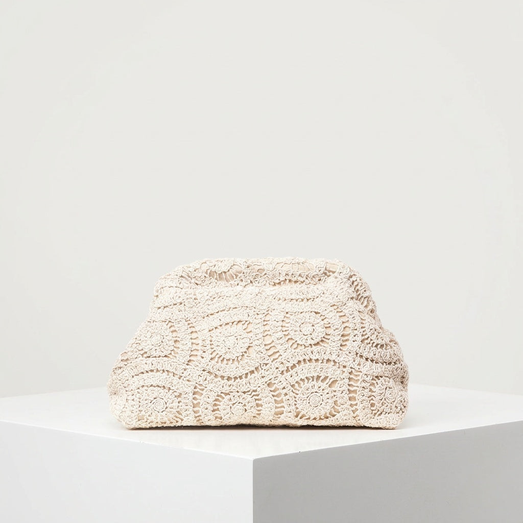 Pochette Tendance Crochet Ivoire Forme Nuage — BelleTrousse