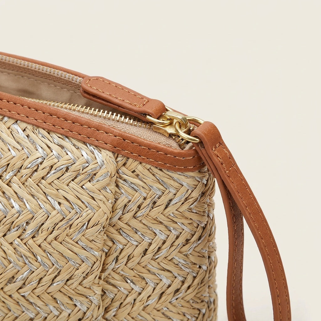 Pochette Tendance Paille Tressée Ivoire — BelleTrousse