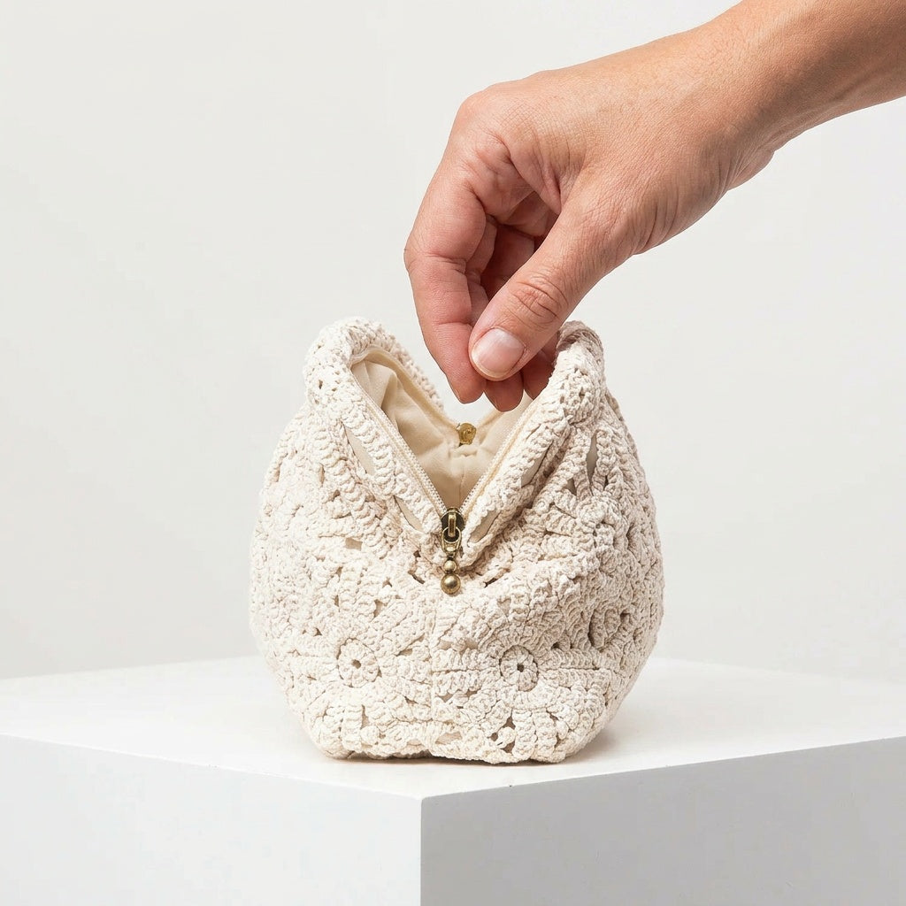Pochette Tendance Crochet Ivoire Forme Nuage — BelleTrousse