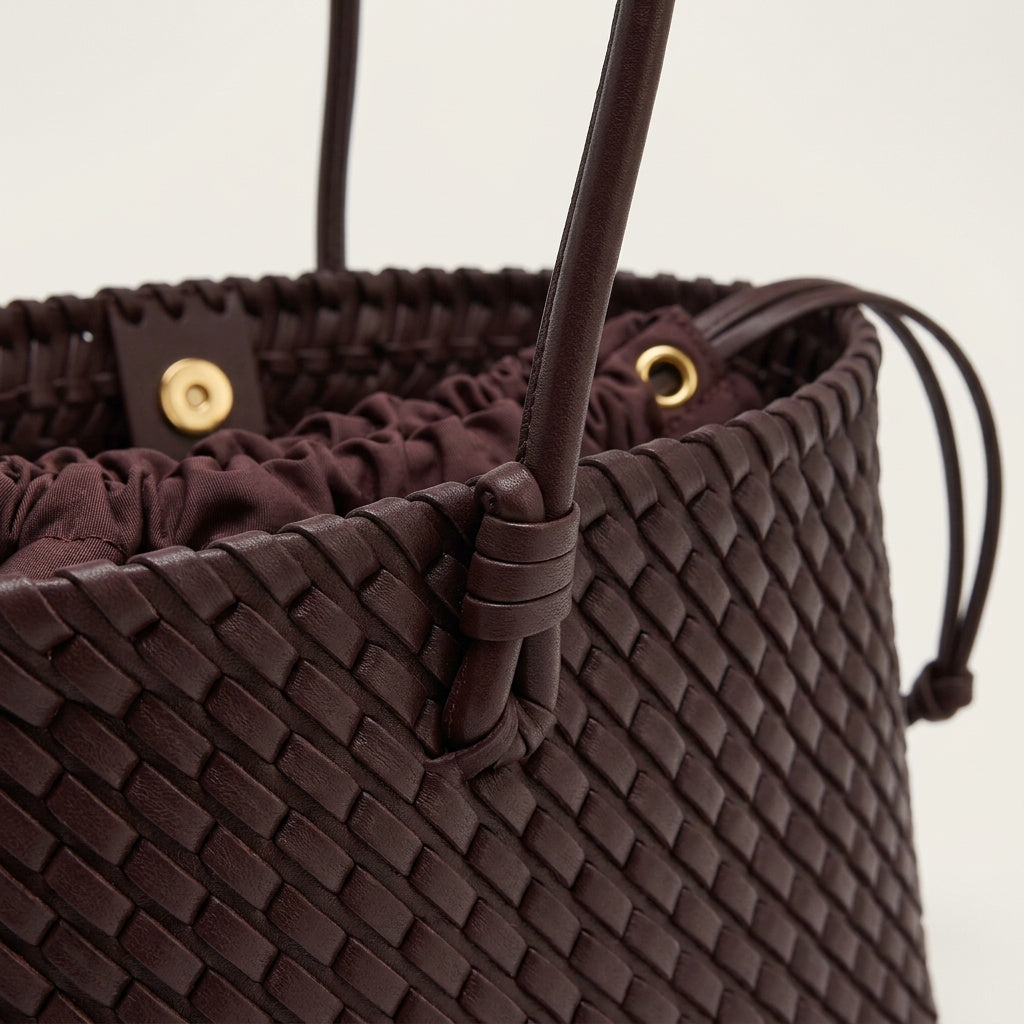Sac Tendance Cuir Tressé Chocolat — BelleTrousse