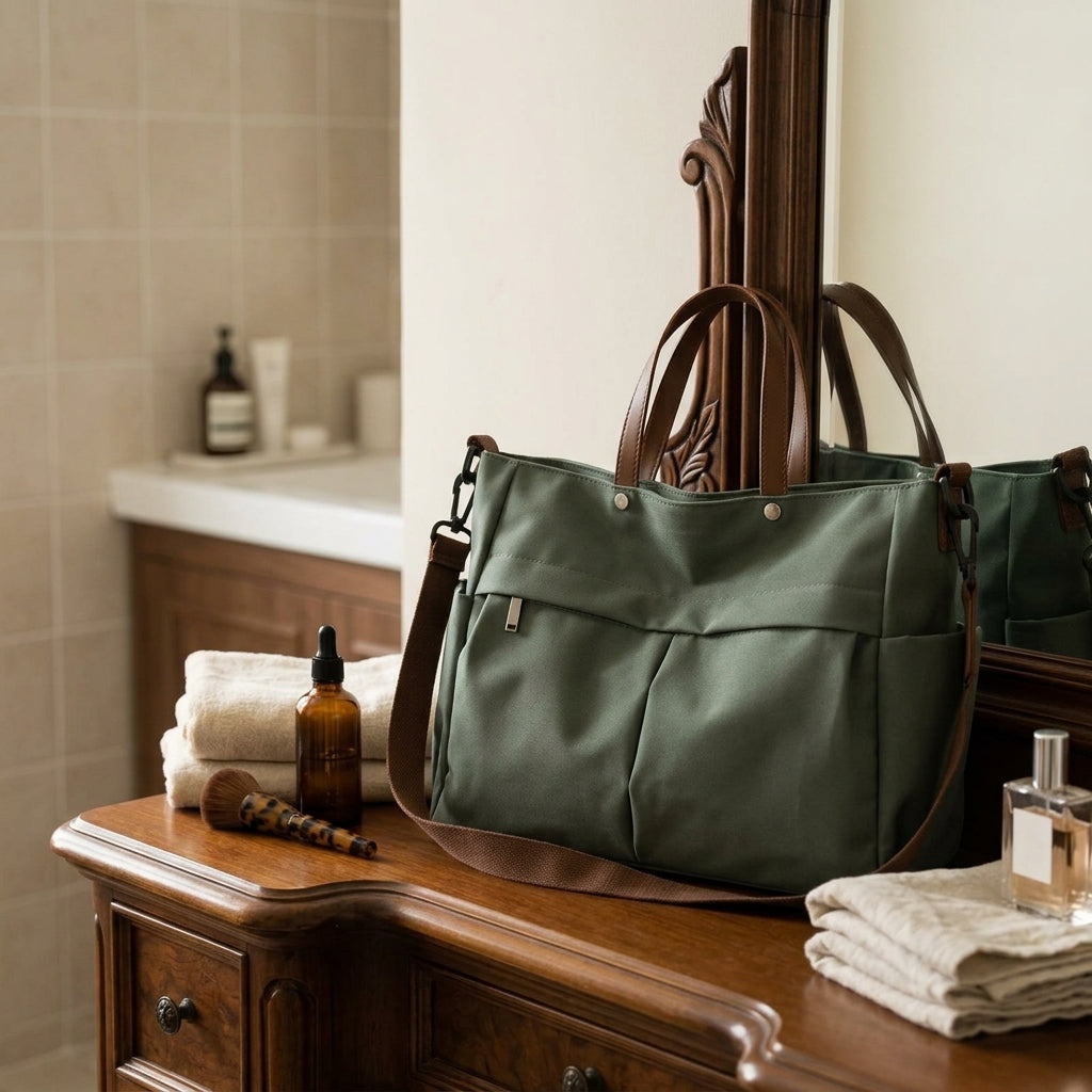Stylish Nylon Handbag Multiple Pocket Large Capacity Women's Tote Bag Lightweight Casual Shoulder Bag Daily Commuter Shopping