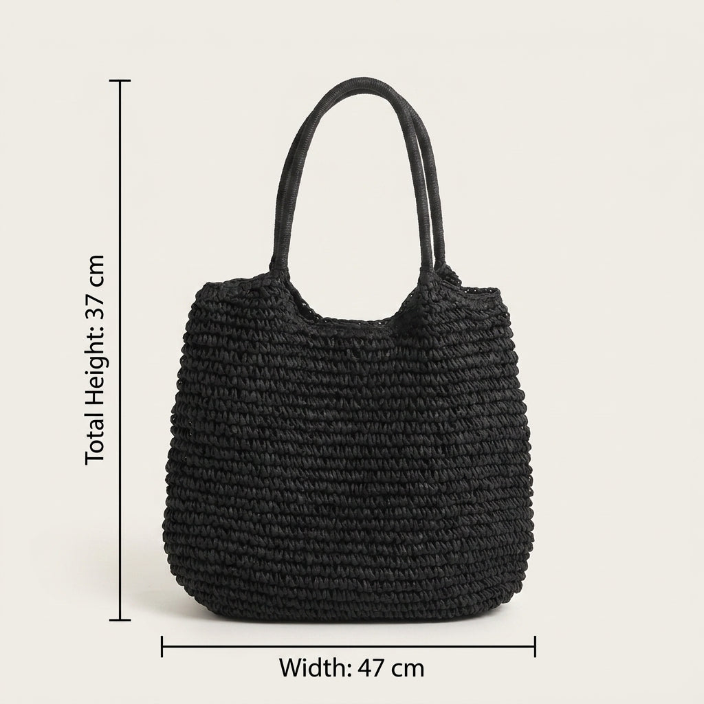 Sac de Plage Raphia Tressé Natural — BelleTrousse