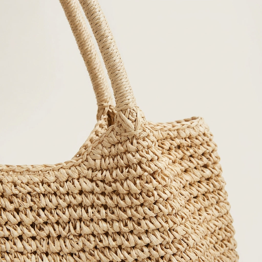 Sac de Plage Raphia Tressé Natural — BelleTrousse
