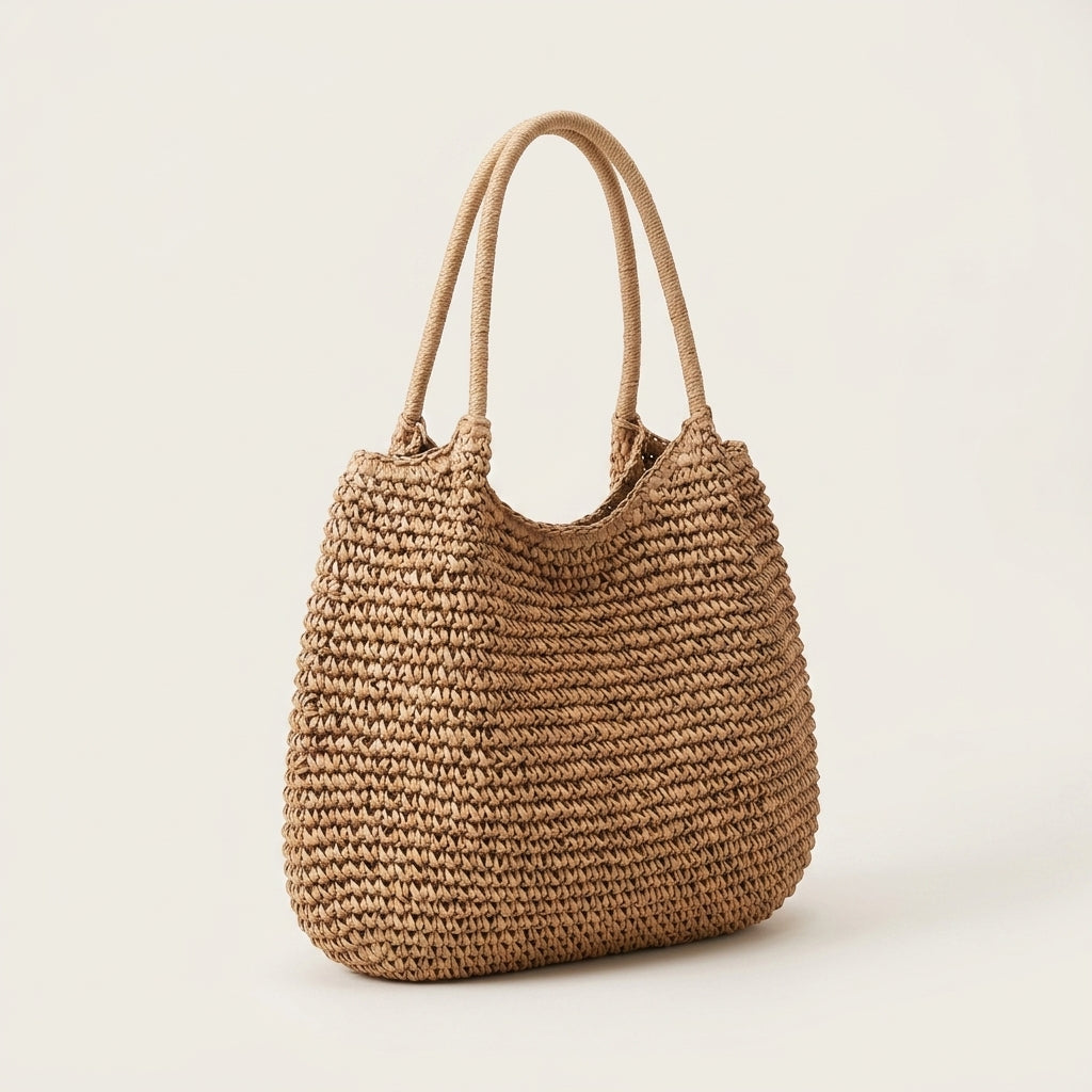Sac de Plage Raphia Tressé Natural — BelleTrousse