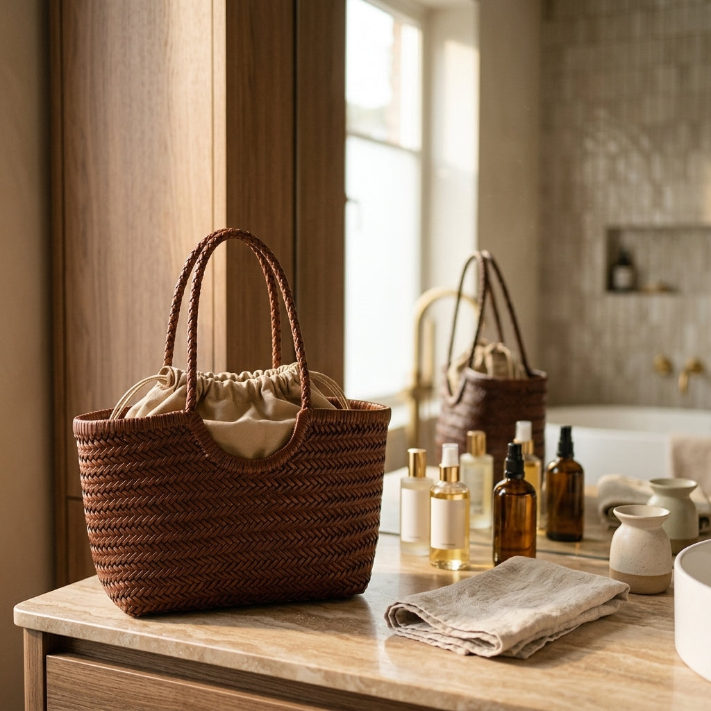 Sac Tendance Cuir Tressé Cognac — BelleTrousse