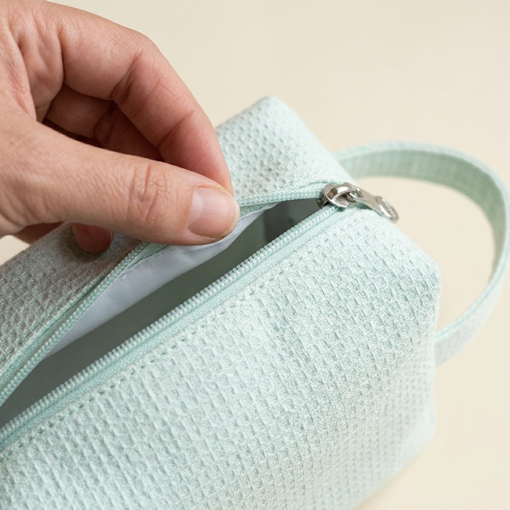 Trousse de Toilette Tissé Blanc Nacré — BelleTrousse