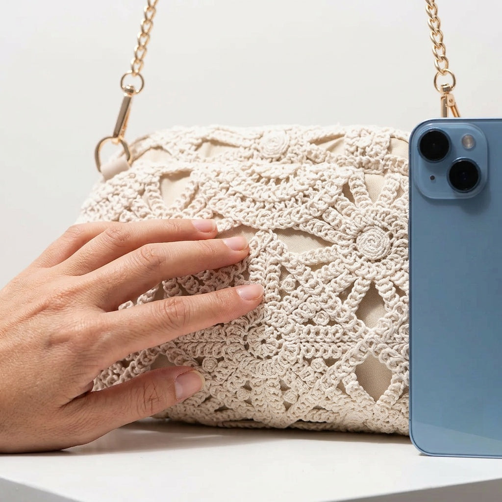 Pochette Tendance Crochet Doré Chaîne — BelleTrousse