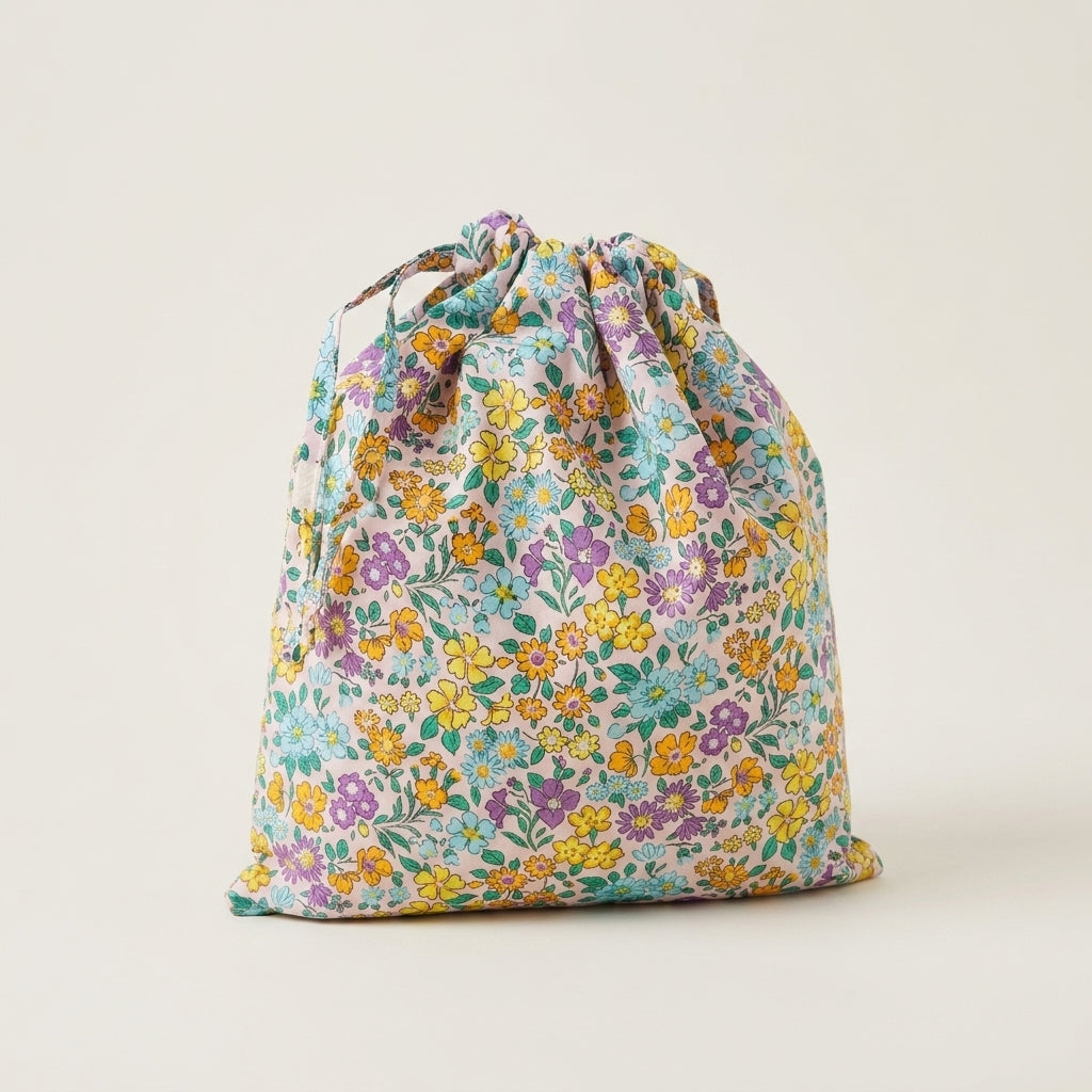 Pochette Tissu Fleuri Cordon — BelleTrousse