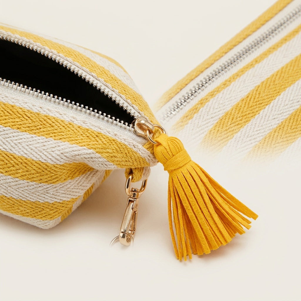 Trousse de Maquillage Rayures Jaune Soleil — BelleTrousse