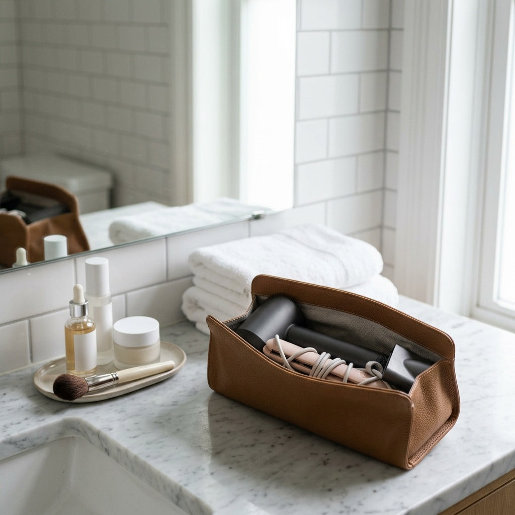 Trousse de Maquillage Cuir Grainé — BelleTrousse