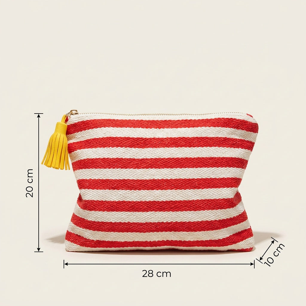 Trousse de Maquillage Rayures Jaune Soleil — BelleTrousse