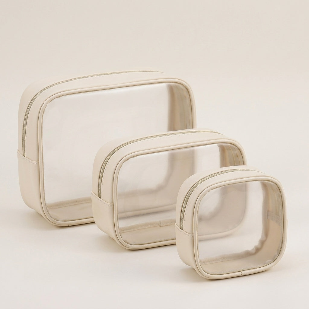 Set 3 Organisateurs Transparents Bordures Crème — BelleTrousse