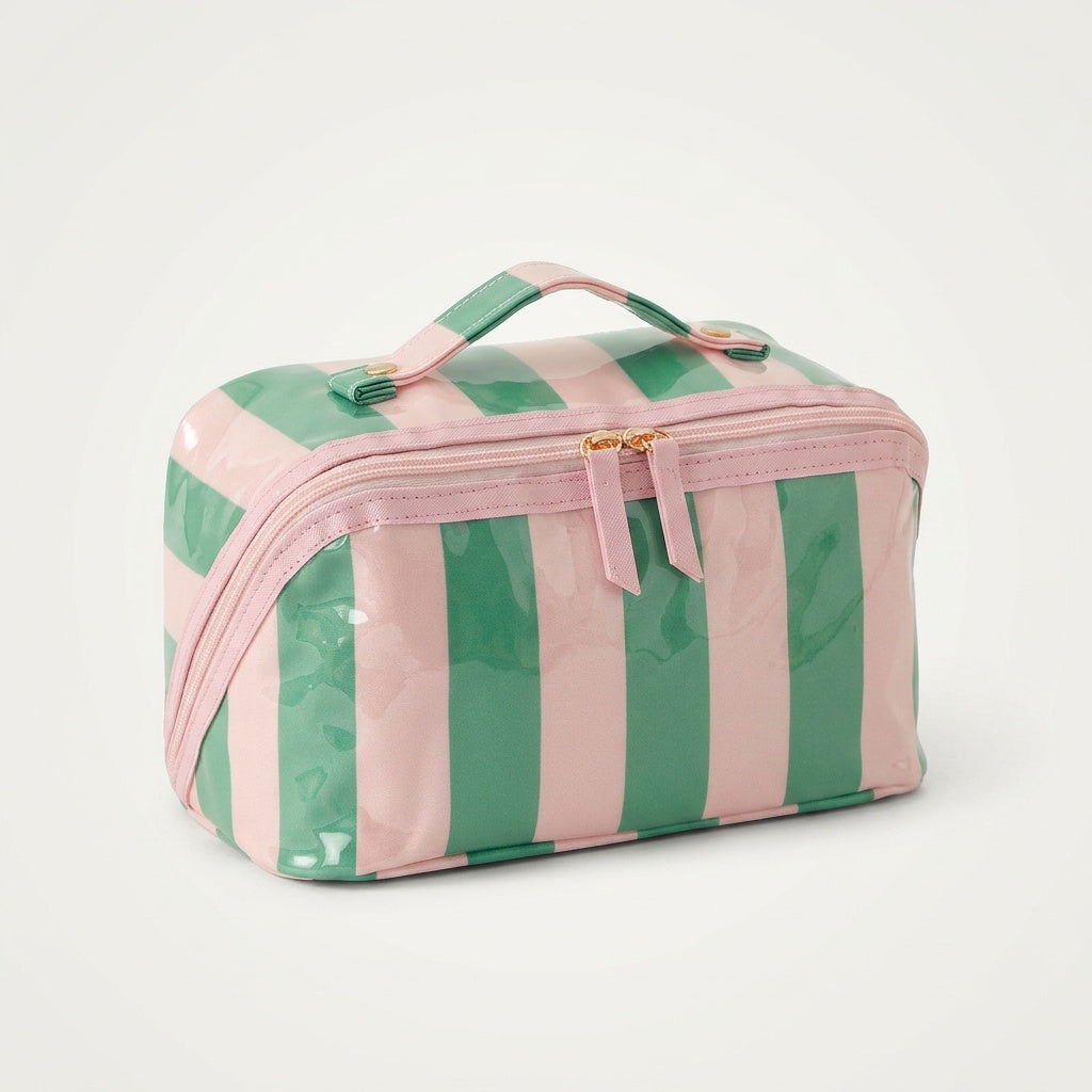 Vanity de Voyage Rayures Rose Corail — BelleTrousse