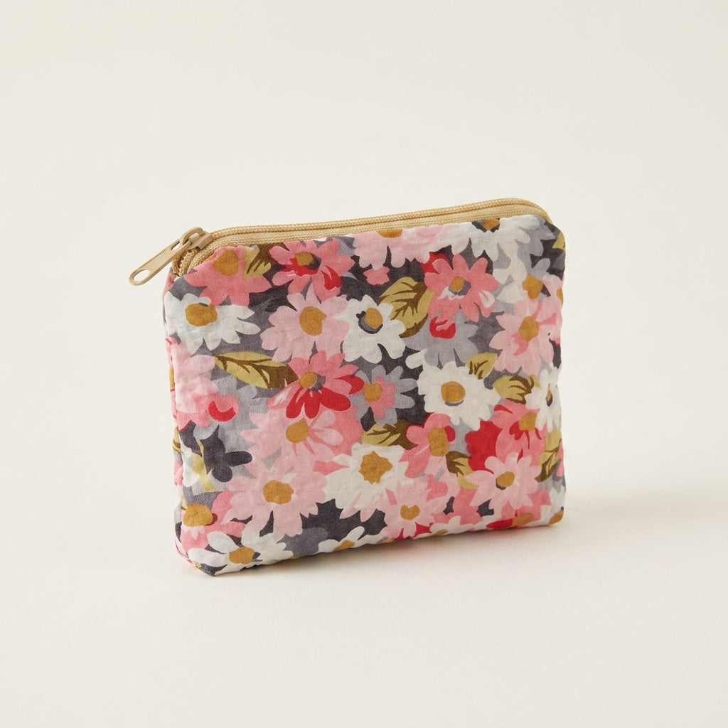 Pochette Maquillage Imprimé Floral Bleu Pastel — BelleTrousse