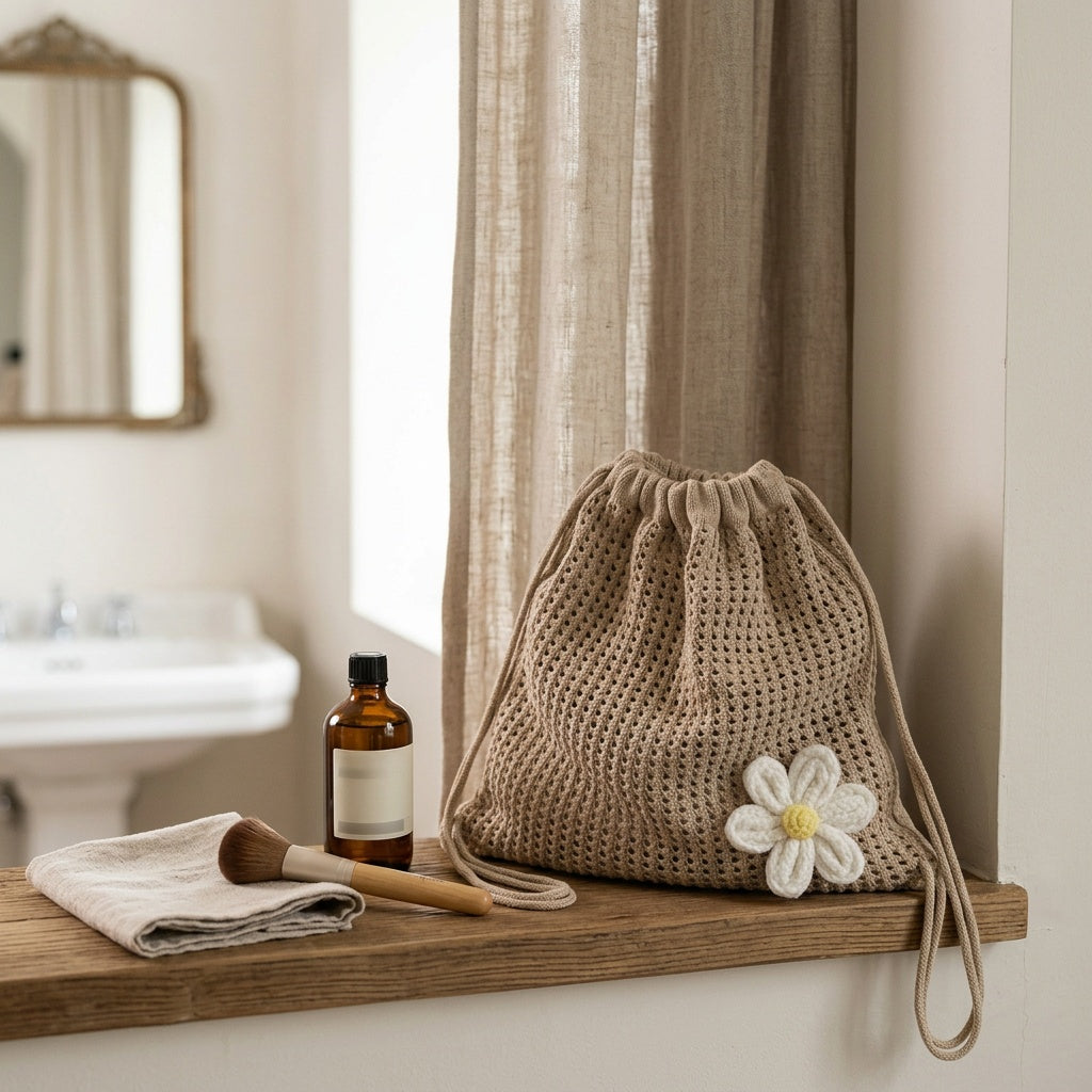 Pochette Sac Crochet Fleur Ivoire — BelleTrousse