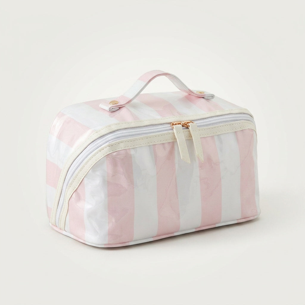 Vanity de Voyage Rayures Rose Corail — BelleTrousse