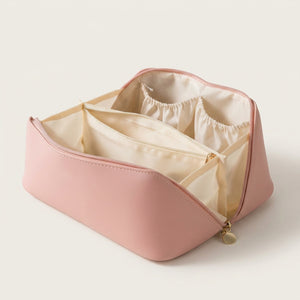 Trousse de Maquillage Cuir Vegan Crème — BelleTrousse