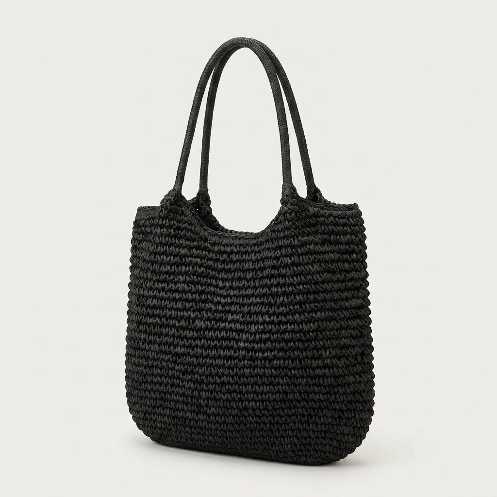 Sac de Plage Raphia Tressé Natural — BelleTrousse