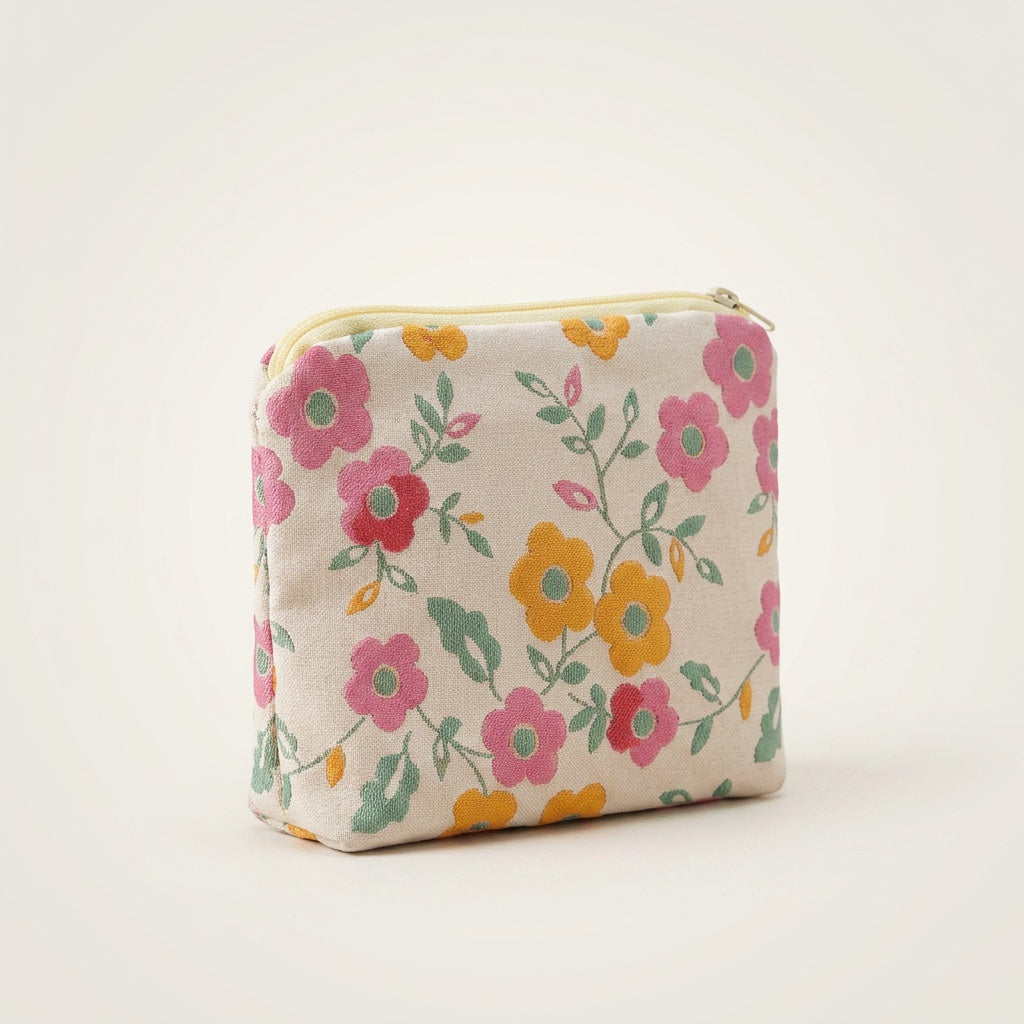 Pochette Maquillage Imprimé Floral Bleu Pastel — BelleTrousse