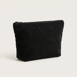 Trousse de Maquillage Velours Côtelé Noir — BelleTrousse
