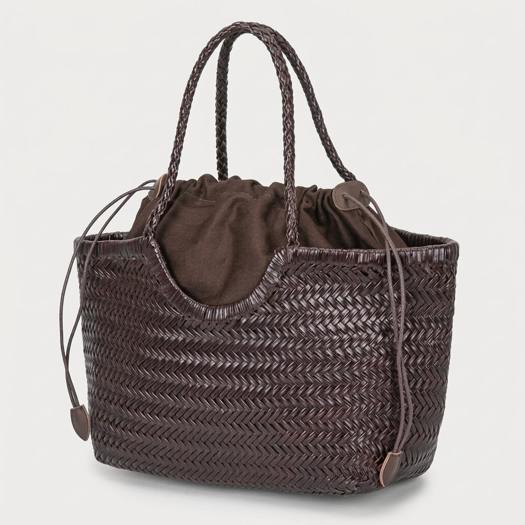 Sac Tendance Cuir Tressé Cognac — BelleTrousse