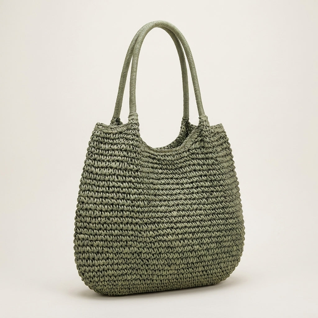 Sac de Plage Raphia Tressé Natural — BelleTrousse