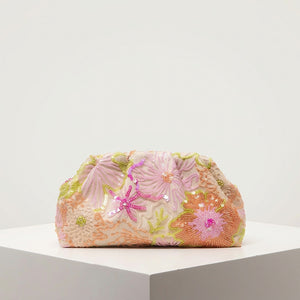 Pochette Tendance Broderie Florale Pastel — BelleTrousse
