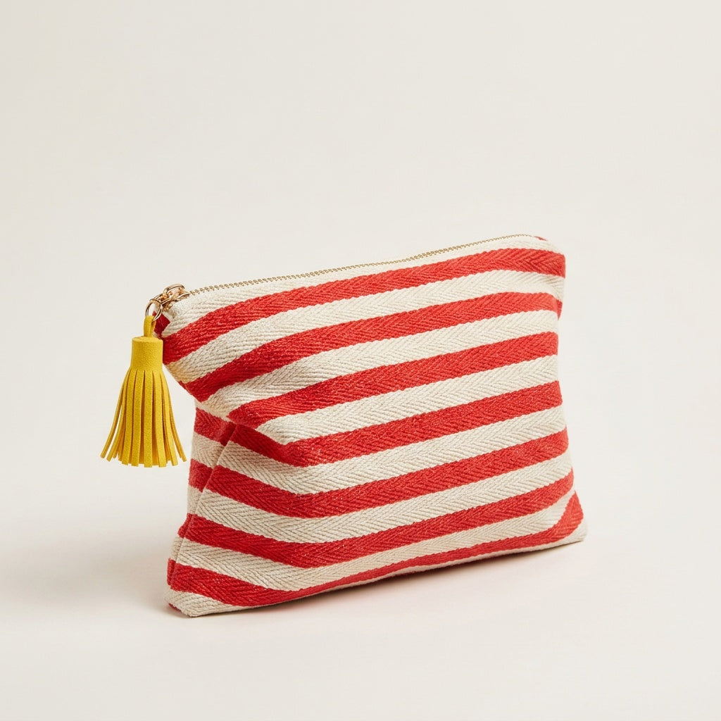 Trousse de Maquillage Rayures Jaune Soleil — BelleTrousse