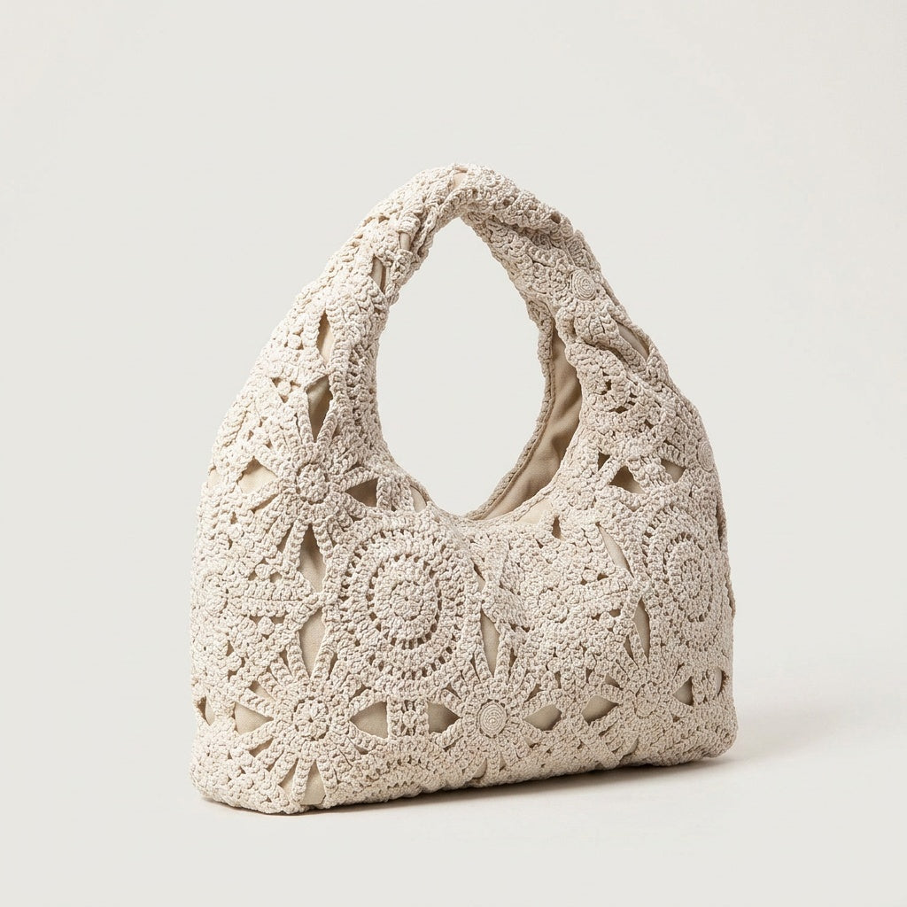 Sac Tendance Crochet Floral Ivoire — BelleTrousse