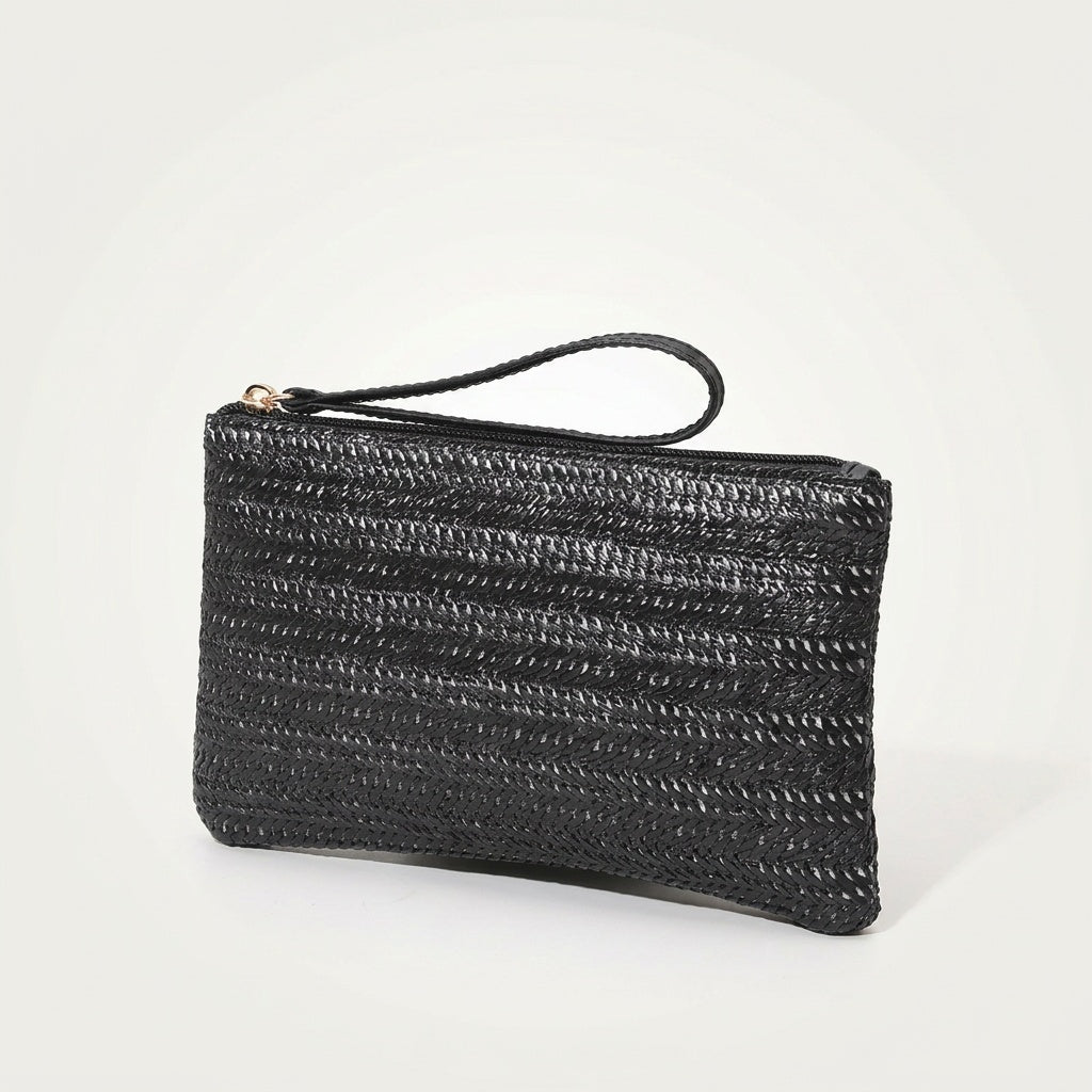 Pochette Tendance Paille Tressée Ivoire — BelleTrousse