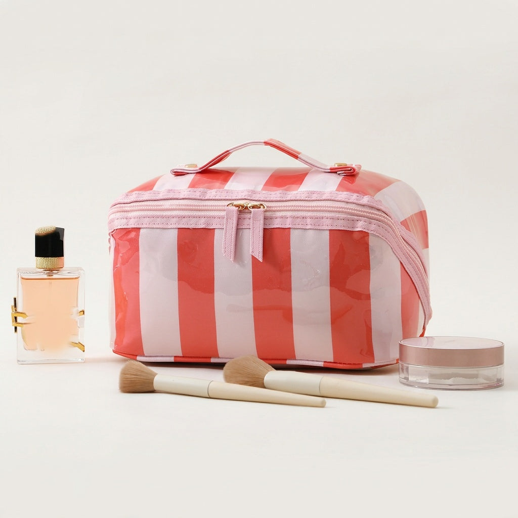 Vanity de Voyage Rayures Rose Corail — BelleTrousse