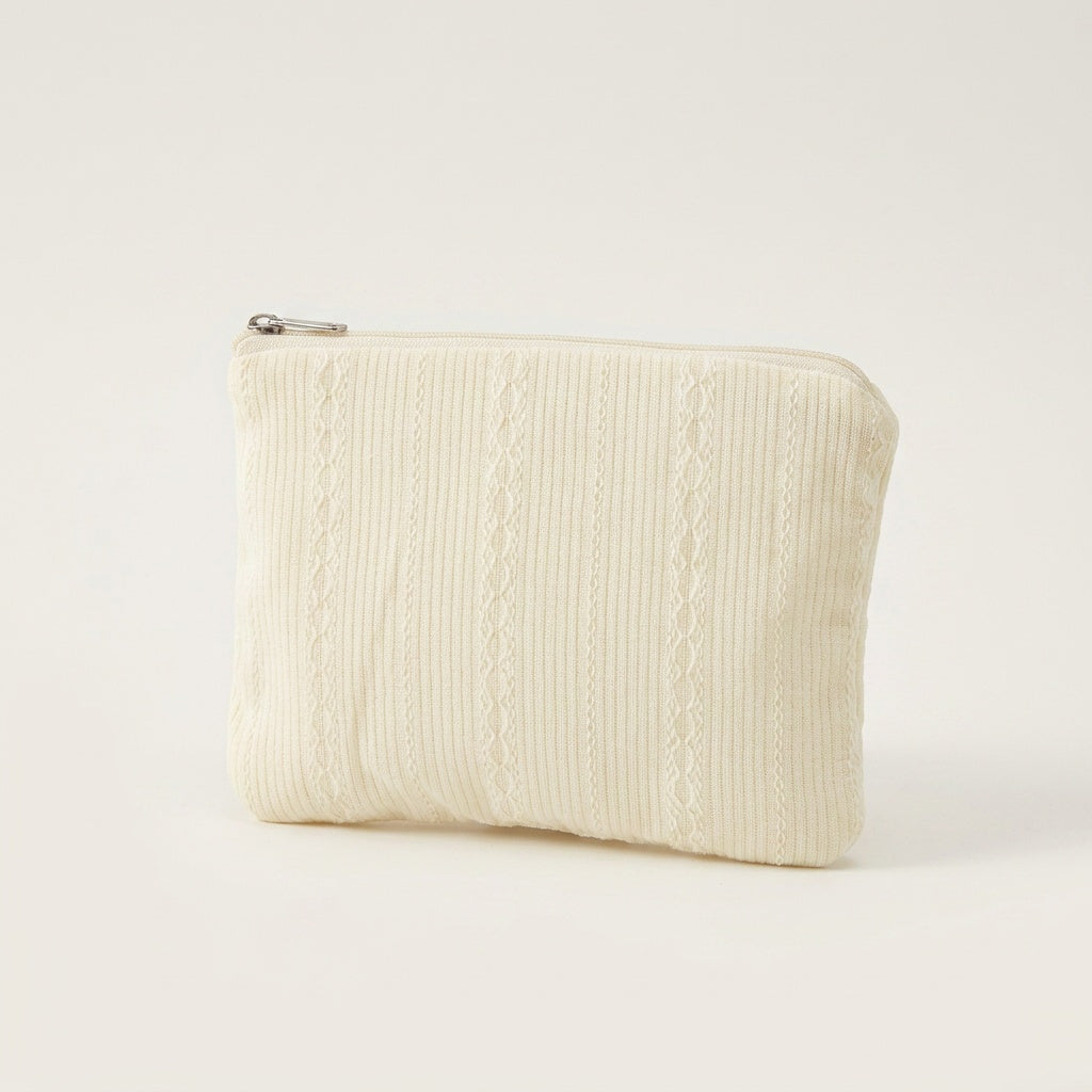 Pochette Maquillage Tricot Ivoire — BelleTrousse