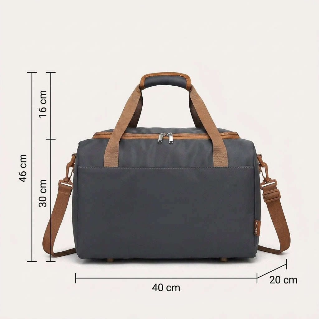 Kono 40x30x20cm Under-seat travel bag, hand luggage 20 L, space-saving for Ryanair & EasyJet, gray/brown