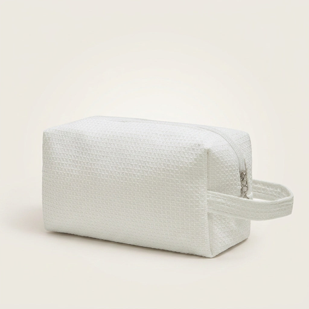Trousse de Toilette Tissé Blanc Nacré — BelleTrousse