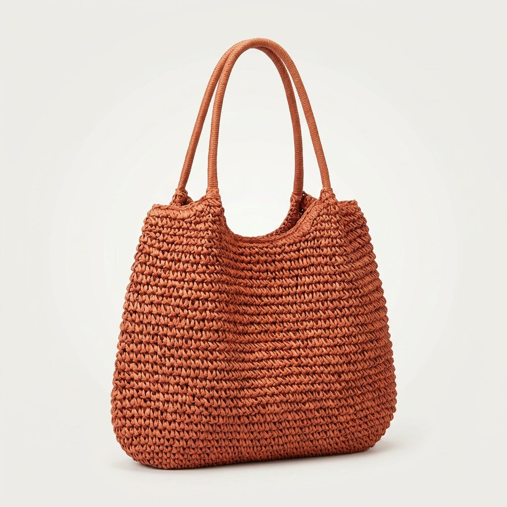Sac de Plage Raphia Tressé Natural — BelleTrousse