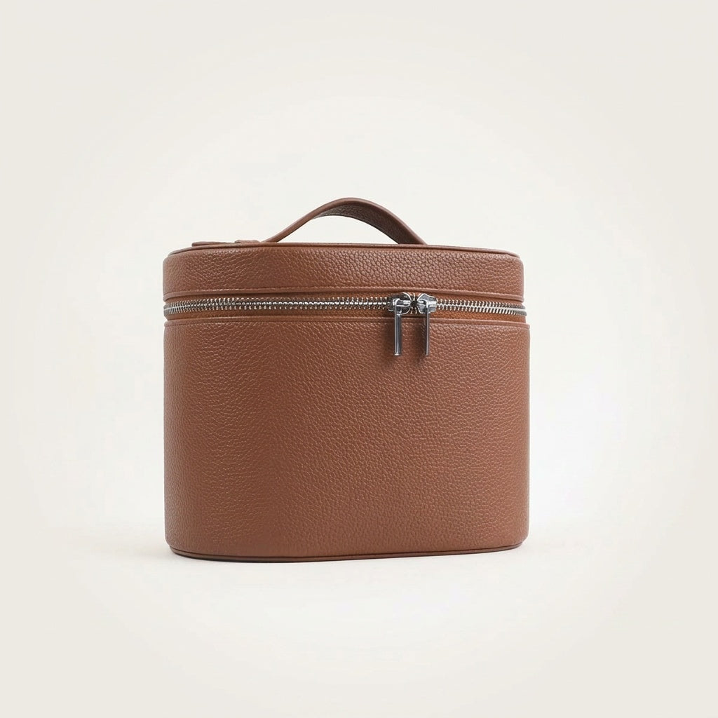 Vanity Cylindrique Cuir Grainé Noir — BelleTrousse